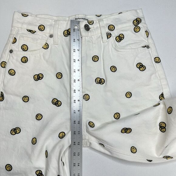 Reformation Jeans 26 High Rise Straight Mixed Emotions White Embroidered *Spot - Picture 9 of 13